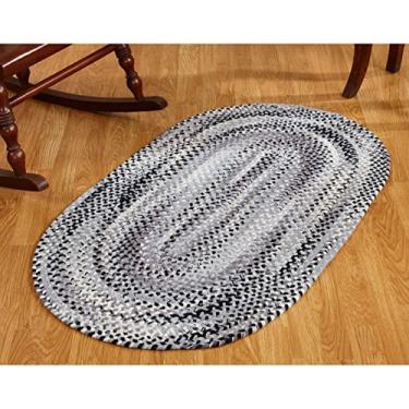 Imagem de Better Trends Coleção Ombre de tapete utilitário trançado super macio e felpudo reversível para área interna 100% algodão chenille em cores vibrantes, 68,5 x 114,3 cm, oval, preto