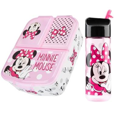 Imagem de Disney Lancheira infantil Minnie Mouse com compartimentos e garrafa de água com canudo (rosa)