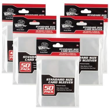 Imagem de Monster Protectors Pacote com 250 capas transparentes para cartões colecionáveis e cartas de jogo de tabuleiro tamanho padrão (66 mm x 91 mm) - capas de espessura de 100 mícrons para proteção premium