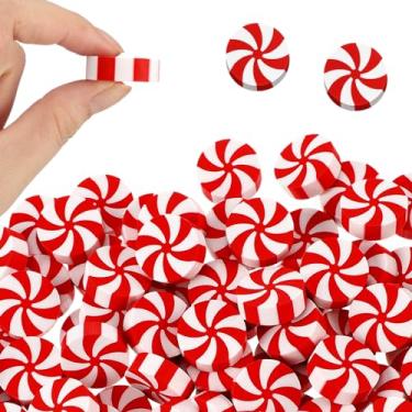 Imagem de Zhanmai 100 borrachas em forma de doce de hortelã-pimenta, borrachas grandes de Natal para crianças em idade escolar, borrachas brancas e vermelhas em forma de doce de menta a granel para prêmios de