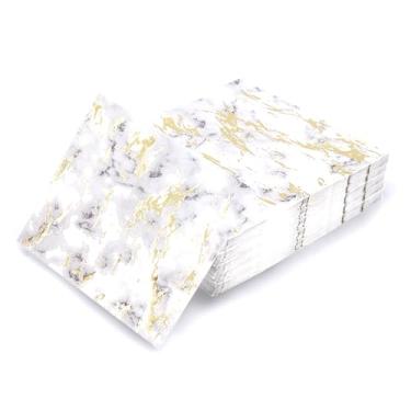 Imagem de AIPOKE Pacote com 80 guardanapos de papel descartável toalha de coquetel jantar decoração de festa, Gold Splash, 6.5" x 6.5", 80