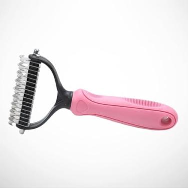 Imagem de DESEMBOLADOR Escova Removedor de Pêlos para Cachorro Gato Pet Pente Tira Pelo Morto Duplo Grande (ROSA)