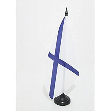Imagem de Bandeira de mesa de alferes da marinha russa 12 x 20.3 cm - bandeira de mesa da marinha da Rússia 21 x 14 cm - Bastão e base de plástico preto - Drapeau Marine de guerre russe AZ FLAG