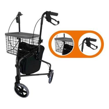 Imagem de Andador 3 Rodas Triciclo Alumínio Freios E Cesta Hidrolight