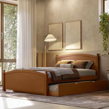 Imagem de Cama Casal De Madeira Com Cama Auxiliar Casal Woodstore