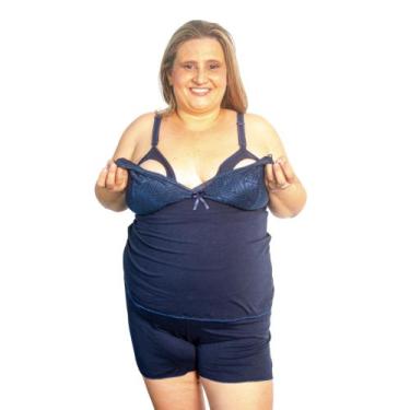 Imagem de Baby Doll Amamentação Plus Size Pijama Gestante Maternidade Tamanho Gr