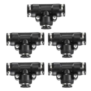 Imagem de HARFINGTON 5 peças de encaixes push to connect tubo de 3/8 polegada OD x 5/40.6 cm OD, kit de encaixe pneumático de mangueira de ar de conexão rápida de plástico T reduzindo 3 vias conector de