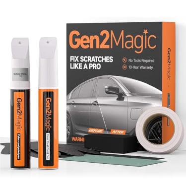 Imagem de Gen2Magic Kit de caneta de retoque branca Oxford para Ford [revestimento transparente incluído], combinação de cores YZ para arranhões, lascas de pedras, amassados, reparo fácil de arranhões e