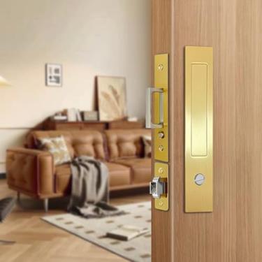 Imagem de Fechaduras de porta de bolso, fechaduras de porta deslizantes, fechaduras de porta de celeiro, ferragens de porta de bolso, ferragens de porta deslizante, puxadores ocultos, fechaduras de porta de