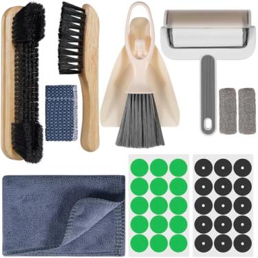 Imagem de Kit de acessórios de bilhar para mesa de bilhar, conjunto de 10 peças com 2 escovas de mesa de sinuca, 2 panos de polimento de virola, 2 panos de limpeza e polimento, rolo de fiapos, pá de lixo e