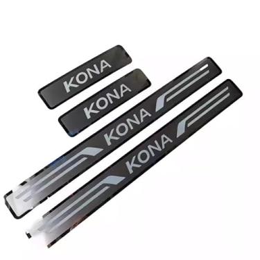Imagem de 4 Peças Guarnição de Soleira de Porta de Carro para Hyundai Kona 2018-2025, Protetor de soleira de porta de carro soleira de porta protetor de entrada guarnição