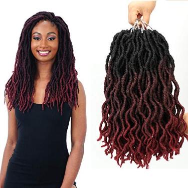 Imagem de Eliza Ondulado cigano cabelo de crochê ombré pacotes com 8 unidades/lote deusa Locs 100% fibra kanekalon pontos falsos raízes africanas Dreadlocs extensões de cabelo sintético trançado para mulheres negras (35,5 cm, OT99J)