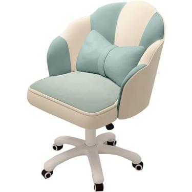 Imagem de Cadeira de trabalho moderna tufada de computador mesa de escritório em casa cadeira borboleta com encosto central estofado giratório altura ajustável veludo acento cadeira (cor: azul)