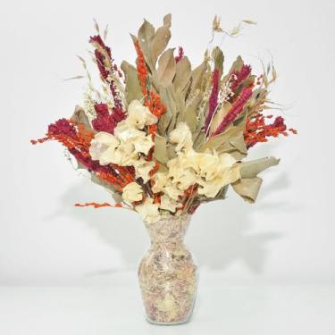 Imagem de Arranjo de flores desidratadas petit core vibrantes + vaso de vidro