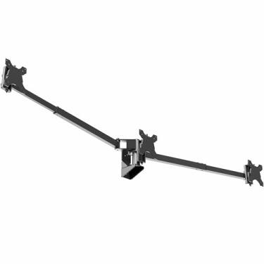 Imagem de VIVO Suporte de parede de monitor triplo premium para 3 telas de até 10 kg, serve para Ultrawides de até 96 cm no suporte central, braços telescópicos ajustáveis, configuração de parede embutida,