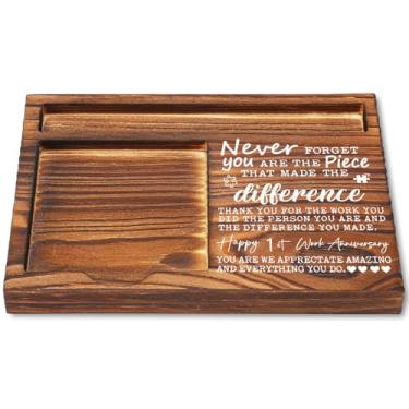 Imagem de Presentes de aniversário de 1º trabalho para colega de trabalho, suporte de notas de decoração de mesa de apreciação, presentes de aniversário de trabalho de 1 ano para mesa de escritório, suporte de