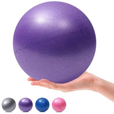 Imagem de MOMPLUS Mini bola de pilates de 22,8 cm para ioga, bola dobrável pequena para estabilidade em casa, treinamento esponjoso, fisioterapia, melhora o equilíbrio da força do núcleo vem com canudo inflável
