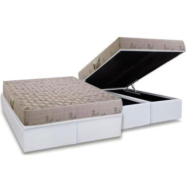 Imagem de Conjunto Box Baú Baú- Herval Cannes + Cama-Queen 158: Colchão Espuma Herval D33 Cannes + Base crc Courano White (Conjunto Baú-Colchão Herval D33 Canne