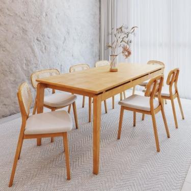 Imagem de Conjunto Sala de Jantar Mesa 210cm Seiva 8 Cadeiras Liz CabeCasa MadeiraMadeira