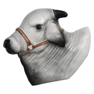 Imagem de Quadro Cabeça Busto De Boi Parede Resina Branco Cinza Bege (Cinza)