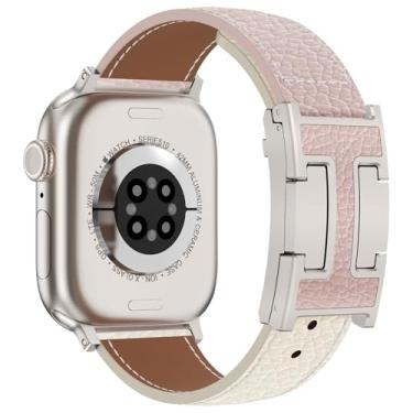 Imagem de CHANCHY Pulseira magnética de couro compatível com Apple Watch Ultra SE séries 10/9/8/7/6/5/4/3/2/1 de 40 mm, 38 mm, 41 mm, 42 mm, 45 mm, 46 mm, 40 mm, 38 mm, 41 mm, 44 mm, 45 mm e 46 mm