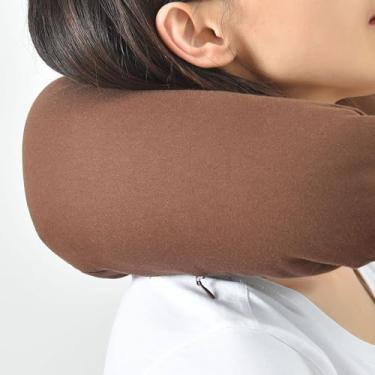 Imagem de Travesseiro de Pescoço Com Capuz Travesseiro Ergonômico para Pescoço para Apoio de Cabeçote de Cabeçote u Tipo u Tipo de Escuro (Café)