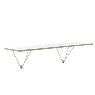 Imagem de Prateleira Decorativa Space Dupla, Cor Branco Microtextura com Madeira Branca, Metaltru