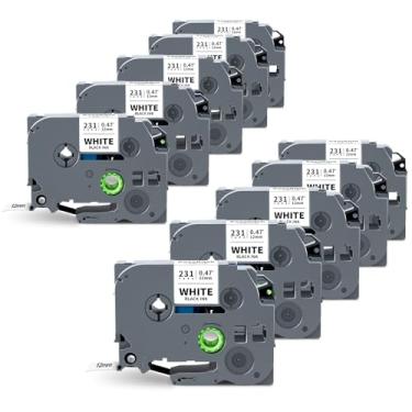 Imagem de Value-Pack TZe-231 Compatível com Brother P Touch Label Tape TZe231 TZ-231 TZ Fita 12 mm 0,47 Branco Laminado Trabalho com Ptouch PT-D220 D210 H100 PTD400 PTD-600 PTD610BT Etiquetadora, 8 m x 8 m