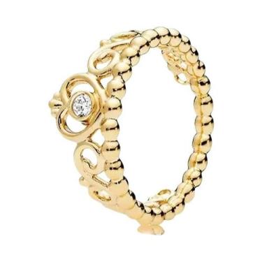 Imagem de Anel de Coração, Estrela e Coroa Dourado - Luxo e Moda para Princesa, 