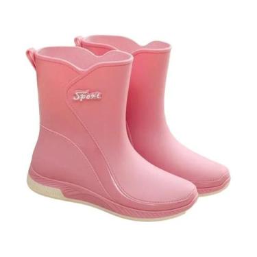 Imagem de Botas de Chuva Femininas de Borracha com Forro de Lã - Antiderrapantes