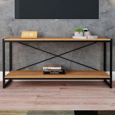 Imagem de Rack para TV Até 50 Polegadas Leader 1 Prateleira Lâmina Marrom/Preto - Pnr Móveis