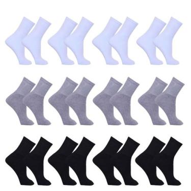Imagem de Meia Masculina Kit 12 Pares Cano Alto Longo Sport Algodão - LOJALOJA, 