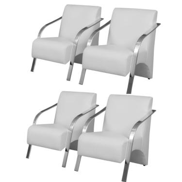 Imagem de Kit 4 Poltronas 1 Lugar Braço Aluminio Sintético Branco