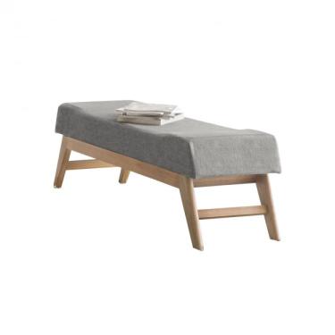 Imagem de Puff Para Quarto 160cm Linho Requadro Horus Sofani Cinza/imbuia