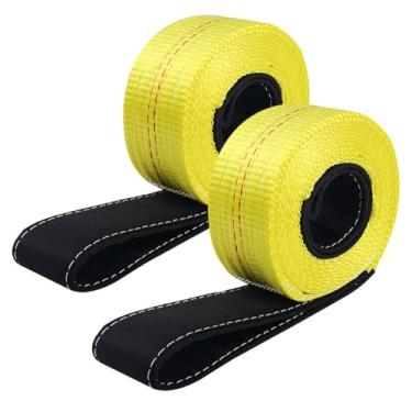 Imagem de JCHL Correias de elevação 25 x 5 cm x 5,9 kg de capacidade de elevação para serviço pesado estilingue correia de recuperação de árvore correia de guincho correia de guincho pacote com 2