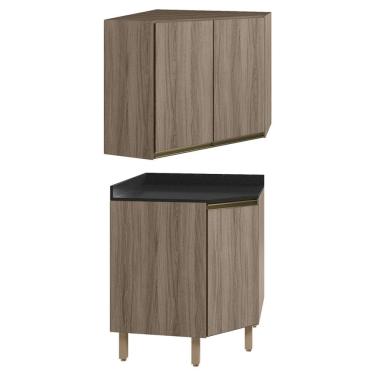 Imagem de Armario E Balcao Canto Obliquo 75cm MDF Kali Carvalho Toq Carvalho Toq Nicioli