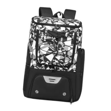 Imagem de Dynwave Mochila de basquete com compartimento para sapatos, academia, noite, refletiva, respirável, com suporte para bola, bolsa esportiva para vôlei, Preto Branco Cinza