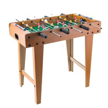 Imagem de Jogo de Mesa de Peboliim Totó em Madeira Verniz, 68x38cm, Pé Alto, Portátil, com Placar, Reistente, Compacto, Pé Alto, Futebol de Mesa em Familia