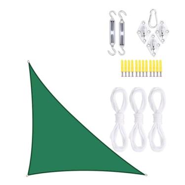Imagem de TBATM Grande Jardim Sombra Vela Impermeável 5x5x7.1m Toldos,Triângulo Sol Sombra Vela 95% Uv Bloco,Triângulo Sol Toldo com Kit de Fixação,Vela Parasol para Pátio Varanda Piscina Bbq,Dark green