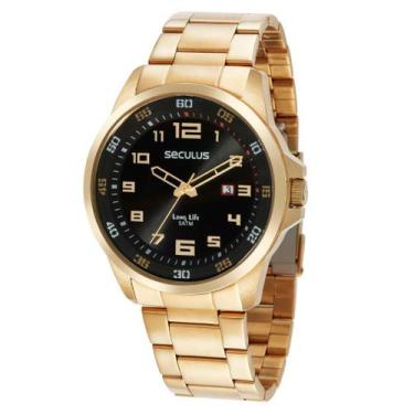 Imagem de Relógio Masculino Seculus Analógico Dourado 44011Gpsvda3