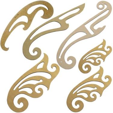 Imagem de 6 Réguas Corte Costura Modelagem Moldes Confecção Roupas Mdf - LAPIDAR