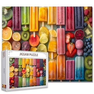 Imagem de Quebra-cabeça 1000 peças para adultos - gelo, verão, frutas tropicais, picolés, quebra-cabeça, quebra-cabeça desafiador, perfeito para noites de jogos - decoração de parede de casa DIY - Frutas