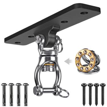 Imagem de Dolibest Gancho de balanço resistente, conjunto de acessórios para playground interno e externo, kit de pendurar para varanda para conjunto de madeira e concreto com 4 parafusos de madeira e 4