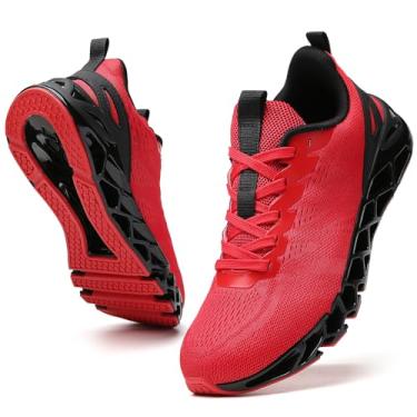 Imagem de SKDOIUL Tênis De Caminhada Masculino Esportivo, Atlético, Para Corrida, Treino, Tênis, Vermelho, Tamanho 11