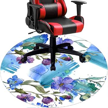 Imagem de Tapete de cadeira de escritório com flores, textura de flor, tapete de cadeira de mesa para piso de madeira de escritório em casa, protetor de piso de pilha baixa, redondo 119 cm