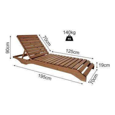 Imagem de Conjunto 2 Espreguiçadeiras Madeira C/colchonete e Mesa De Apoio - ALF