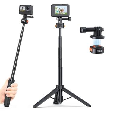 Imagem de VRIG Tripé extensível de bastão de selfie de 50,8 cm, tripé AC-04 + adaptador magnético de liberação rápida, alça Vlog para Hero 13 12 11 10 9, DJI Osmo Action 5Pro / 4, Insta360 Ace/Ace Pro