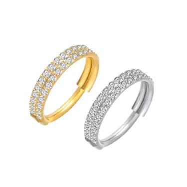 Imagem de Piercing de Titânio Argola Dupla Cravejada Fecho Click 6mm, 8mm, 10mm, 12mm, Prateada ou Dourada (Prateado, 6mm)