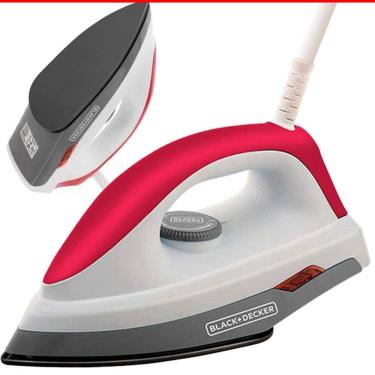 Imagem de Ferro de Passar Roupa Black Decker a Seco 1000w F300-Br Branco/Vermelho Base antiaderente