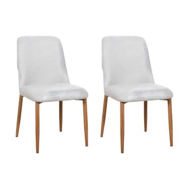 Imagem de Kit 2 Cadeiras De Jantar Montana Estrutura Aço Carbono Laminado Natural Com Estofado Linho Cru